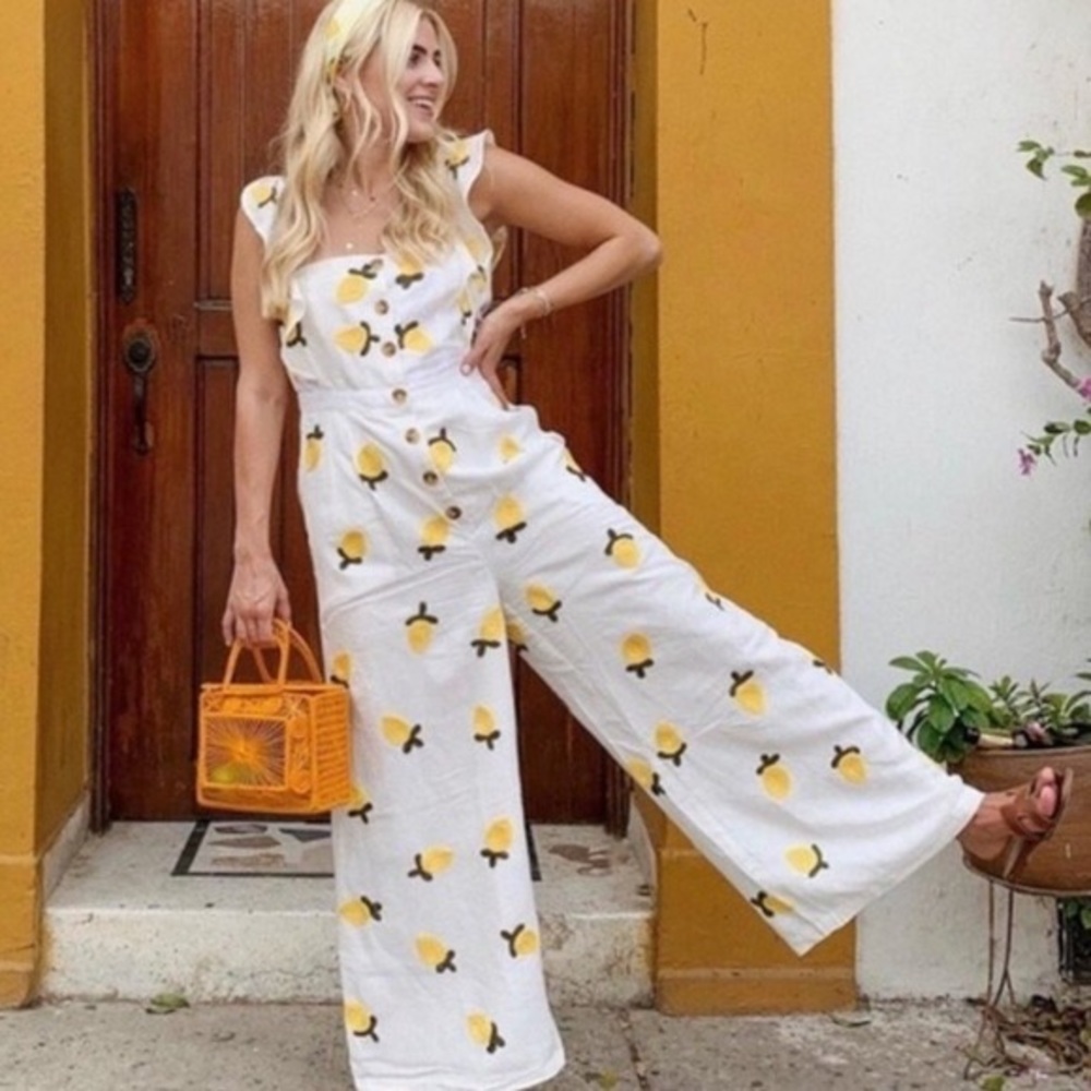 Anthropologie Red Carter Allison Lemon Jumpsuit Size M